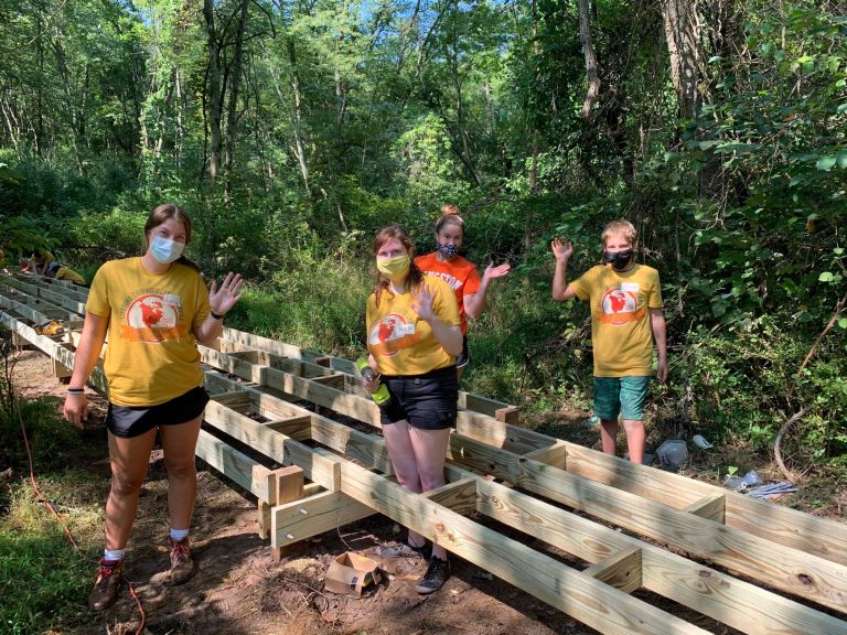 Youth Volunteers Build Elevated Walkway at Rock Hollow Woods